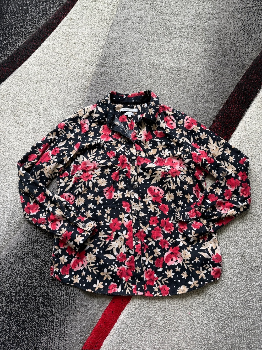 Foxcroft Wrinkle Free Shaped Floral Shirt